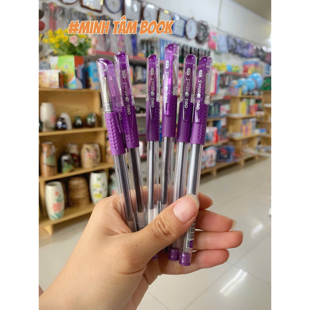 Bút Gel Nước, Bút Bi Nước Deli 6600S Ngòi 0.5mm Mực Tím