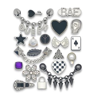 Charm gắn Giày dép Crocs Kim Loại Đính Đá Bạc, Phụ Kiện Thời Trang Độc Đáo