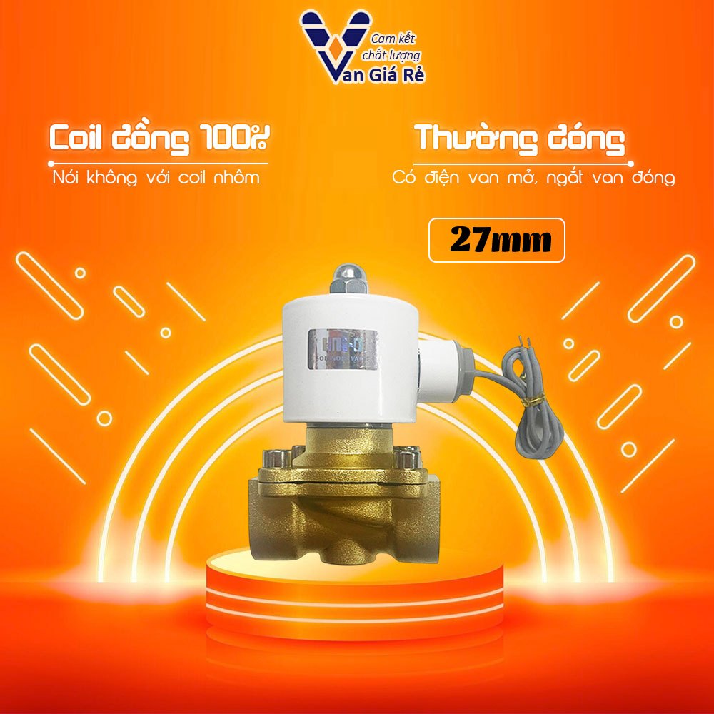 [Van đẹp, đúng hiệu] Van điện từ phi 27 UW20 coil nhập xịn 12V 24V 110V 220V dùng cho nước khí nén
