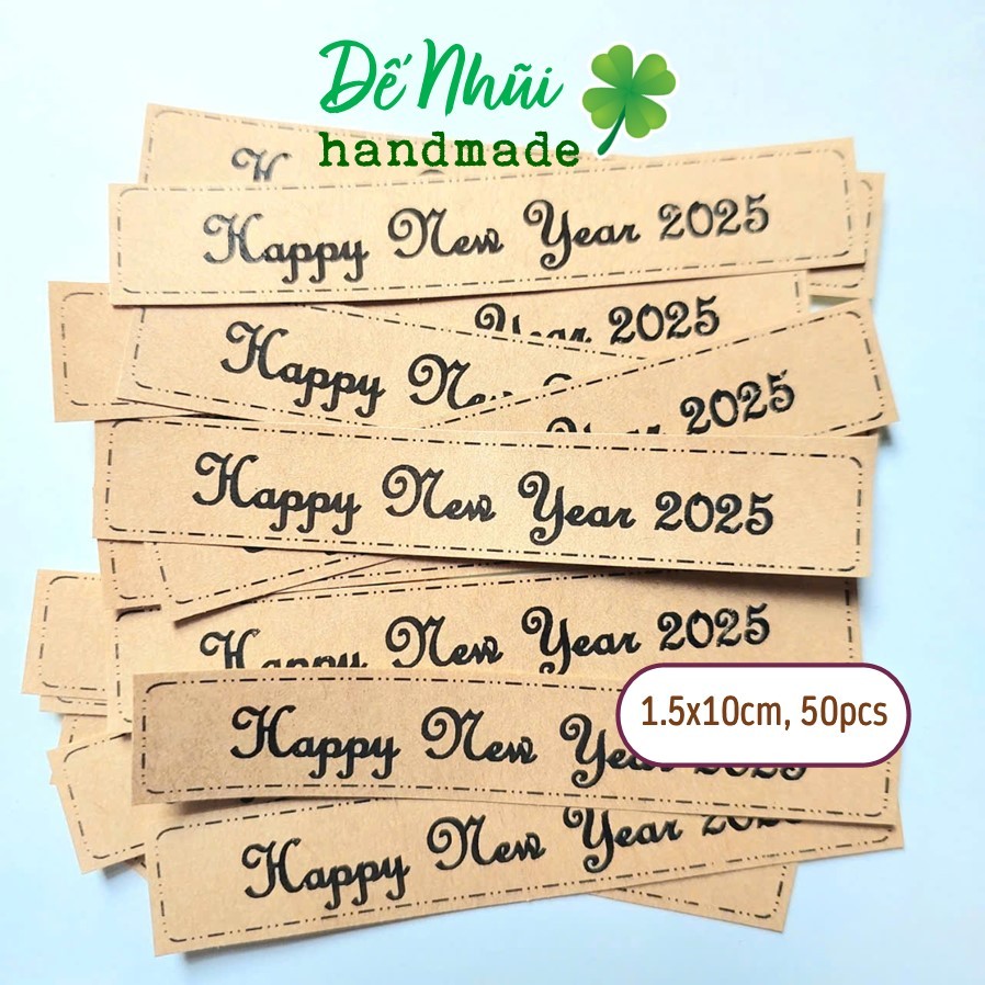 50 Nhãn Dán Sticker 🎆“HAPPY NEW YEAR”🎇1,5x9,5cm