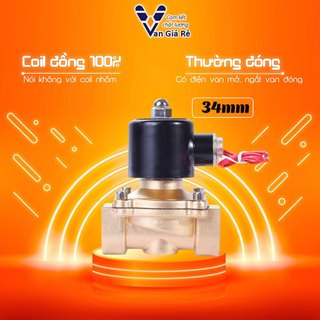 Coil đồng | van điện từ phi 34 uw25 coil nhập xịn, thân đồng, dùng cho nước khí nén 12v 24v 110v 220v, 2w dây