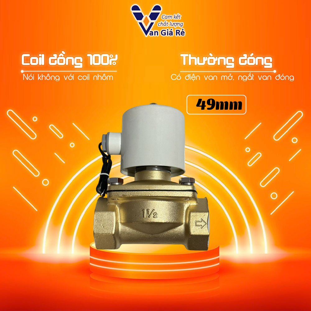 Coil lõi đồng, hàng chuẩn | Van điện từ phi 49 UW40 (Coil nhập Xịn) điện 24v 220v, 2W dây