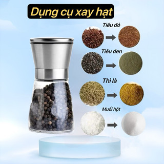 Cối Xay Tiêu Thủy Tinh Cầm Tay Cao Cấp Loại 1 Xay Hạt Tiêu, Hạt Khô Bằng Tay
