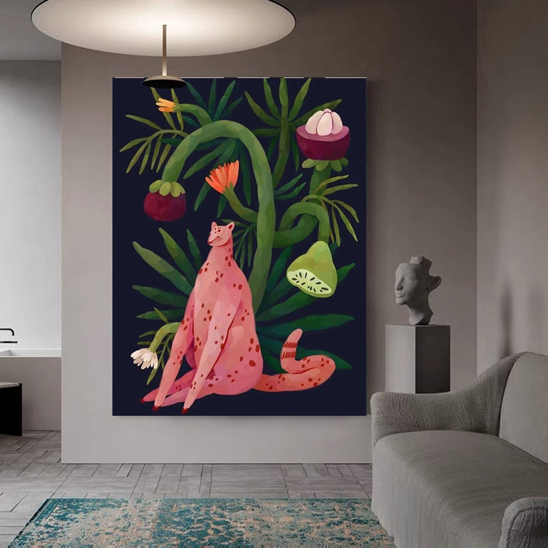 Tranh phong cách nhiệt đới, tranh in vải canvas, tranh canvas có khung, tranh trừu tượng hiện đại, t