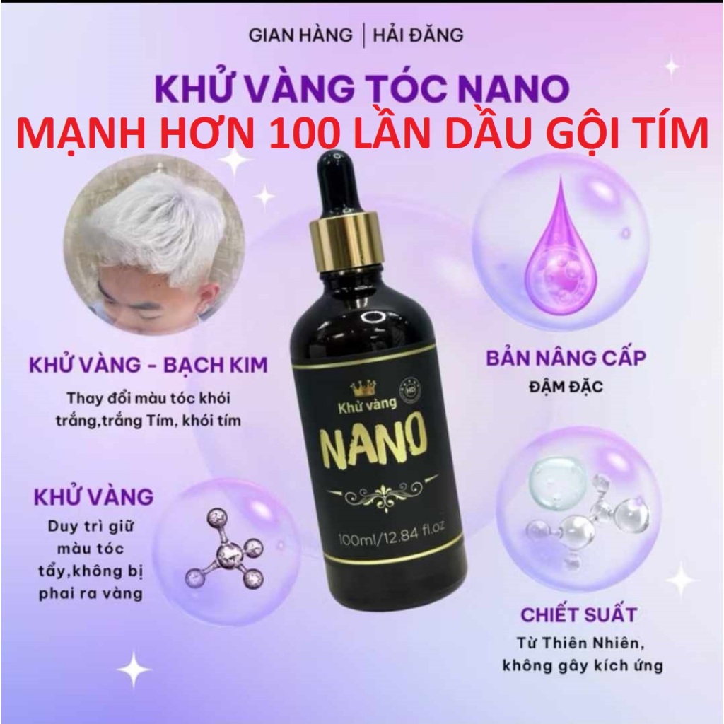 Khử vàng tóc lên bạch kim , khử vàng tóc NANO đậm đặc, ( mạnh gấp 100 lần dầu gội tím ) mạnh hơn