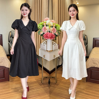 Đầm dự tiệc công sở tay phồng cổ ren ARI DRESS