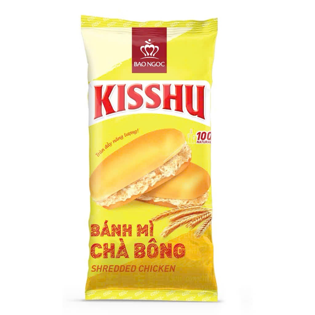 Bánh Mì Tươi Kisshu Bảo Ngọc Nhân Chà Bông, Bánh Ăn Sáng, Ăn Vặt Dinh Dưỡng Cực Ngon 50g (1-3-5 chiếc) |