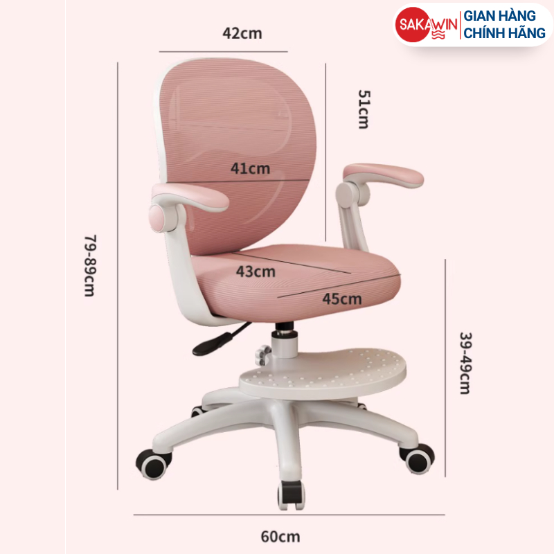Ghế học sinh chống gù Sakawin G18 Tựa lưng thoáng khí Điều chỉnh nâng hạ linh hoạt bé từ 3-15 tuổi. | BigBuy360 - bigbuy360.vn