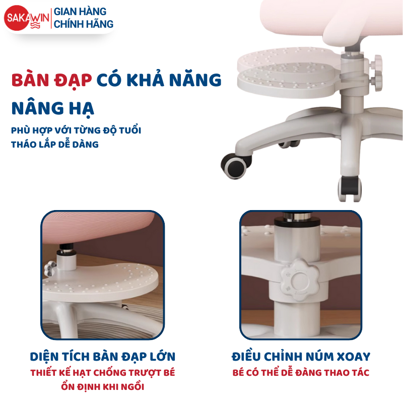 Ghế học sinh chống gù Sakawin G18 Tựa lưng thoáng khí Điều chỉnh nâng hạ linh hoạt bé từ 3-15 tuổi. | BigBuy360 - bigbuy360.vn