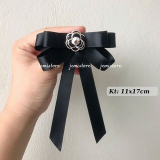 Tag nơ cài áo sơ mi/váy ruy băng lụa