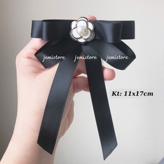 Tag nơ cài áo sơ mi/váy ruy băng lụa