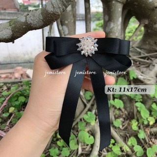 Tag nơ cài áo sơ mi/váy ruy băng lụa