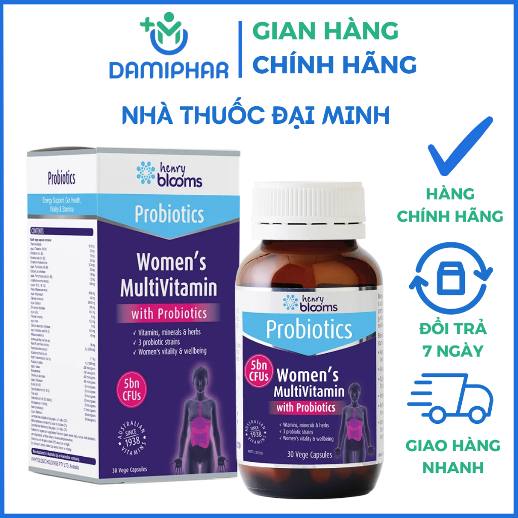 Vitamin Tổng Hợp Women's Multivitamin With Probiotics Henry Blooms Lọ 30 Viên
