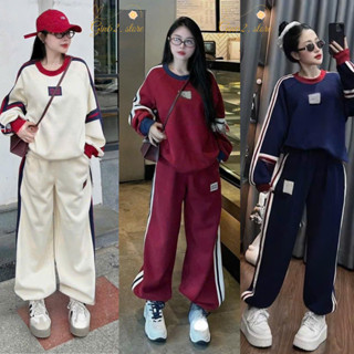 Set đồ nữ - Bộ nỉ nữ miu viền sọc trắng, chất nỉ QC dầy dặn dáng thể thao năng động Gin62 G151