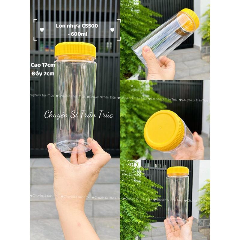 Combo 12 hủ nhựa 600ml nắp nhựa vàng mã cs500 đựng thực phẩm, mứt khô, hũ đựng bánh kẹo các loại