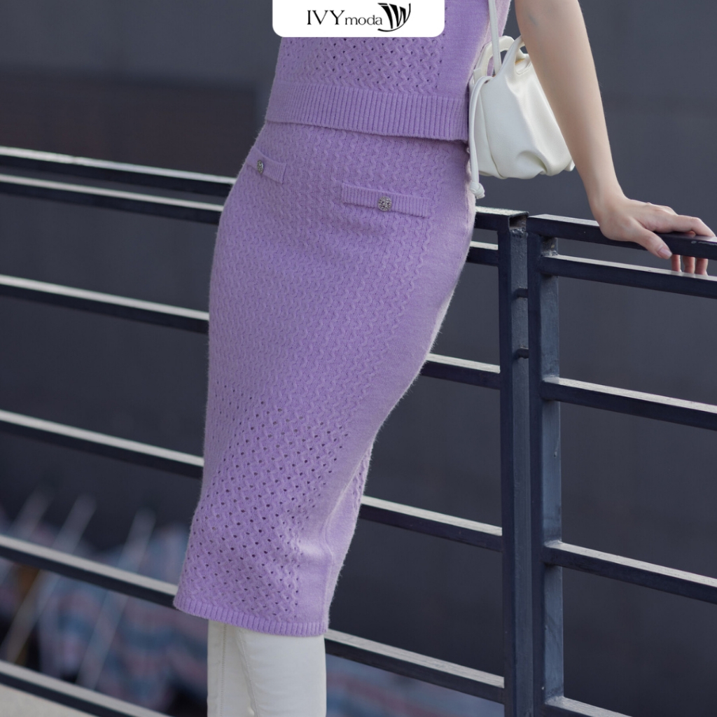 Chân váy len bút chì Lilac Knit IVY moda MS 30M7798