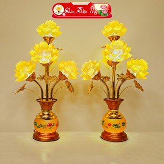  Đèn Bình Hoa Sen Lưu Ly 5 Bông 7 Bông 9 Bông Led Đổi Màu CHÂN THIỆN MỸ Trang Trí Bàn Thờ Cao Cấp 