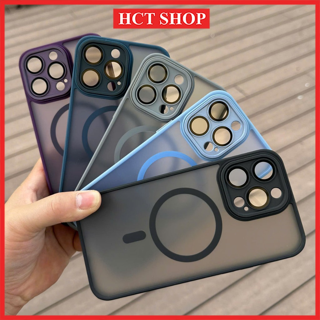 Ốp lưng nhám mờ chống bám bẩn có bảo vệ mắt camera cho iPhone 11, 12, 13, 14, 15, 16Promaxax hỗ trợ sạc k dây