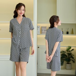 VIBES Pijama ngắn cổ V Vie Jane Py Set phom rộng từ 37-80kg