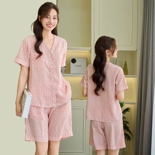 VIBES Pijama ngắn cổ V Vie Jane Py Set phom rộng từ 37-80kg
