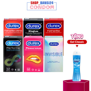 Combo Bao Cao Su Durex (Fetherlite+Fetherlite Ultima+Invisible+Kingtex+Pleasuremax+Performa) - Dòng Bcs Siêu Mỏng. (12C)