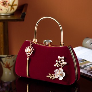 Clutch túi cầm tay dự tiệc nhung đính đá hoa cao cấp sang trọng BAG U CNHO45