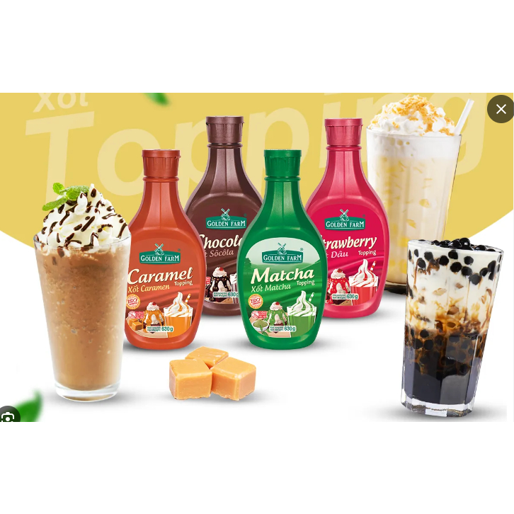 Chai Sốt topping Golden Farm đủ mùi 630g