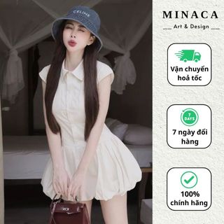 Váy quả bí thiết kế đi làm đi chơi đầm sơ mi tay hến chân bồng sang chảnh Minaca Clothing V277