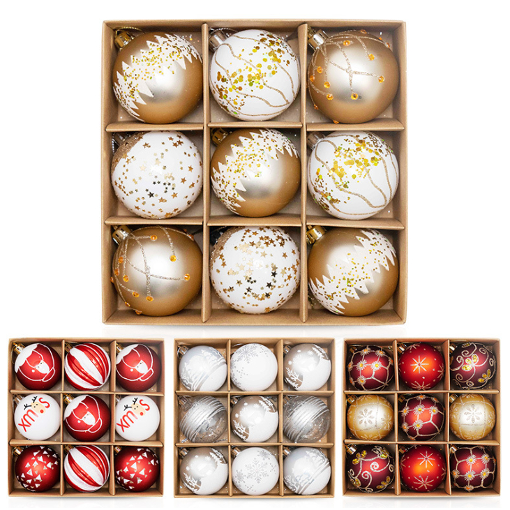 Set 9 Quả Châu Noel E104 size 6cm Trang Trí Cây Thông Decor Noel