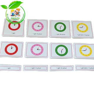 Thẻ học 3 phần: giờ đúng, gịờ rưỡi, giờ hơn, giờ kém