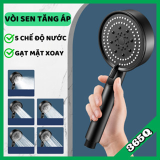 Vòi sen tăng áp 5 chế độ nước không nút bật tắt, đầu vòi hoa sen nóng lạnh, tay sen tắm chất liệu Nhựa PP siêu bền