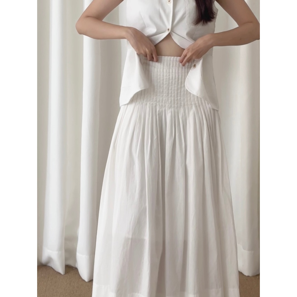 Chân váy dài xếp ly nhỏ linen thô hàn, linen thô hàn |𝐒𝐎𝐌𝐒| 𝐒𝐨𝐫 𝐒𝐤𝐢𝐫𝐭 | BigBuy360 - bigbuy360.vn