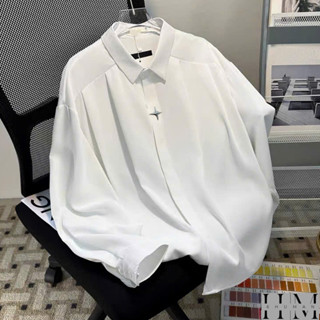 Áo sơ mi nam dài tay Raglan xếp ly kèm khuy cài kim loại chất liệu chéo hàn cao cấp SIXHUMAN HM089