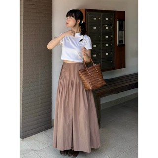 Chân váy dài xếp ly nhỏ linen thô hàn, linen thô hàn |SOMS| Sor Skirt
