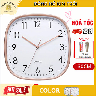 Đồng hồ treo tường vuông,Đồng hồ treo tường tròn kim trôi bảo hành 12 tháng