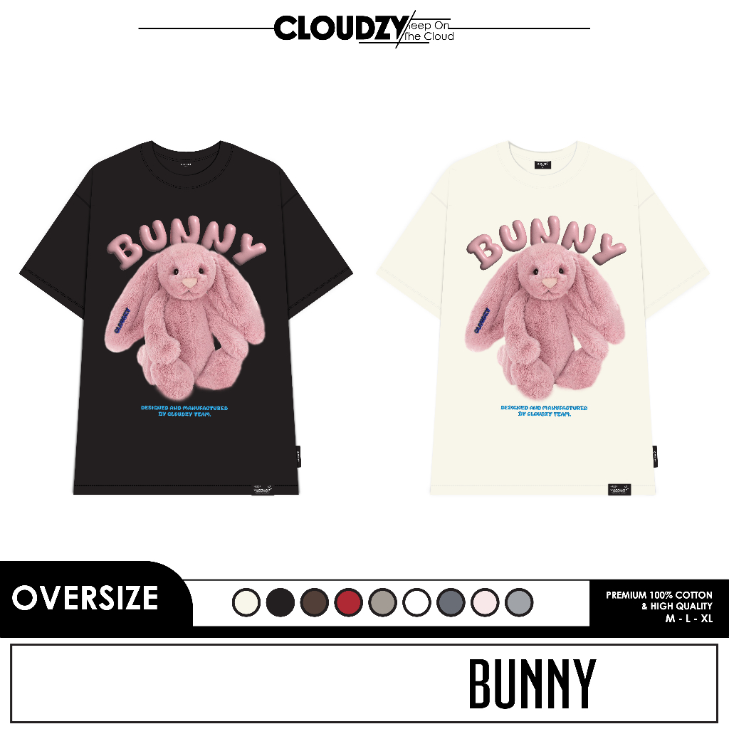 Áo thun nữ nam unisex tay lỡ phông local brand form rộng teen cổ tròn oversize CLOUDZY AT BUNNY