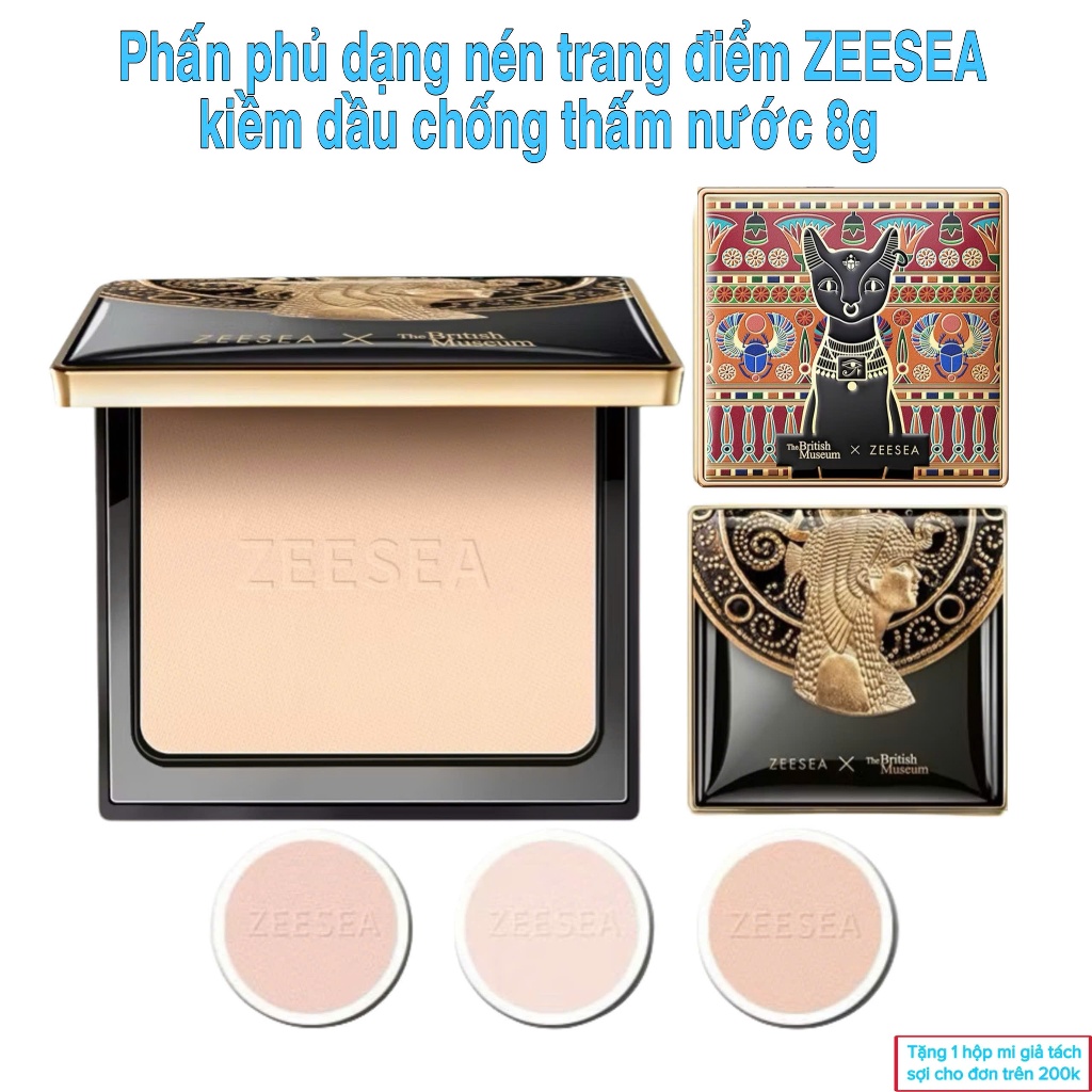 Phấn Phủ Trang Điểm ZEESEA Dạng Nén Kiềm Dầu, Chống Thấm Nước, Phong Cách Anh Quốc Bảo Tàng Cổ Điển , sang trọng 8g
