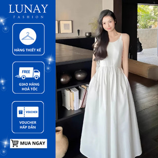 Đầm maxi khoét lưng LUNAY đầm suông hở lưng dáng xòe phong cách [v303]