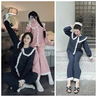  Bộ pijama ren bèo tiểu thư - Bộ đồ nữ mặc nhà siêu đáng yêu bánh bèo 