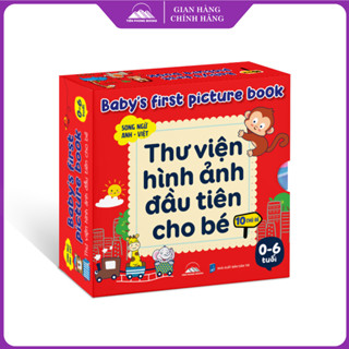 Sách - Thư Viện Hình Ảnh Đầu Tiên Cho Bé - Bộ Hộp 10 Chủ Đề Song Ngữ Việt Anh Cho Bé 0-6 Tuổi