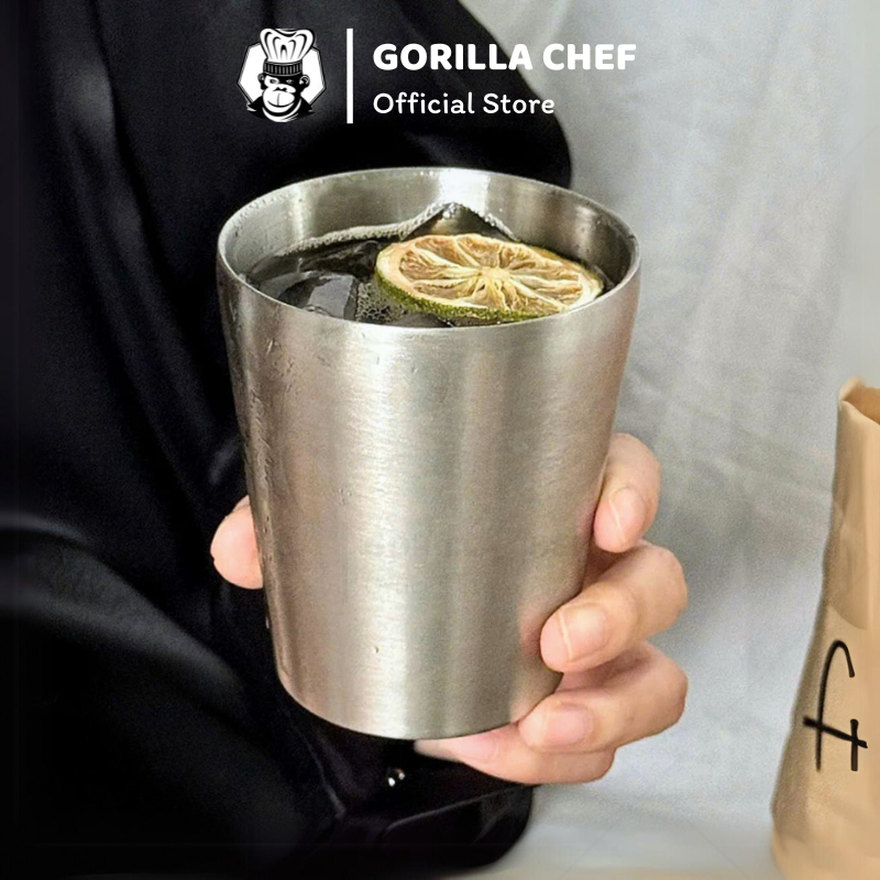 Cốc inox 2 lớp inox 304 GORILLA CHEF kiểu dáng đơn giản, sang trọng an toàn cho sức khỏe 175-550ml