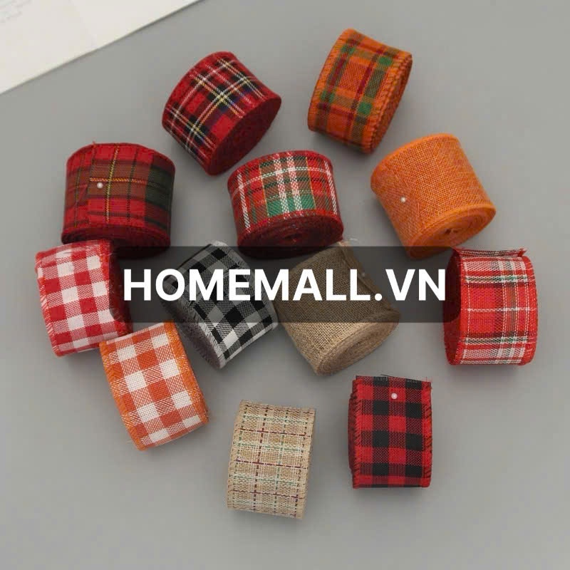 1 Mét Dây Ruy Băng Ca rô Bản Rộng 6cm Trang Trí Giáng Sinh, Quà Tặng Handmade HM501