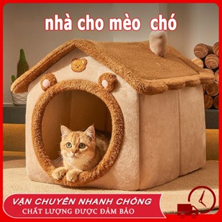 💒Nhà cho mèo Nhà cho chó Giường Mèo Êm Ái Có Vành Tai Kèm Cục Bông Tròn Đồ Chơi Dành Cho Thú Cưng Nệm cho chó chuồng chó