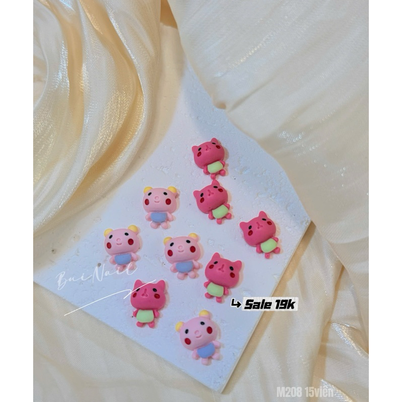 CHARM GẤU HỒNG M208 SET 15 VIÊN