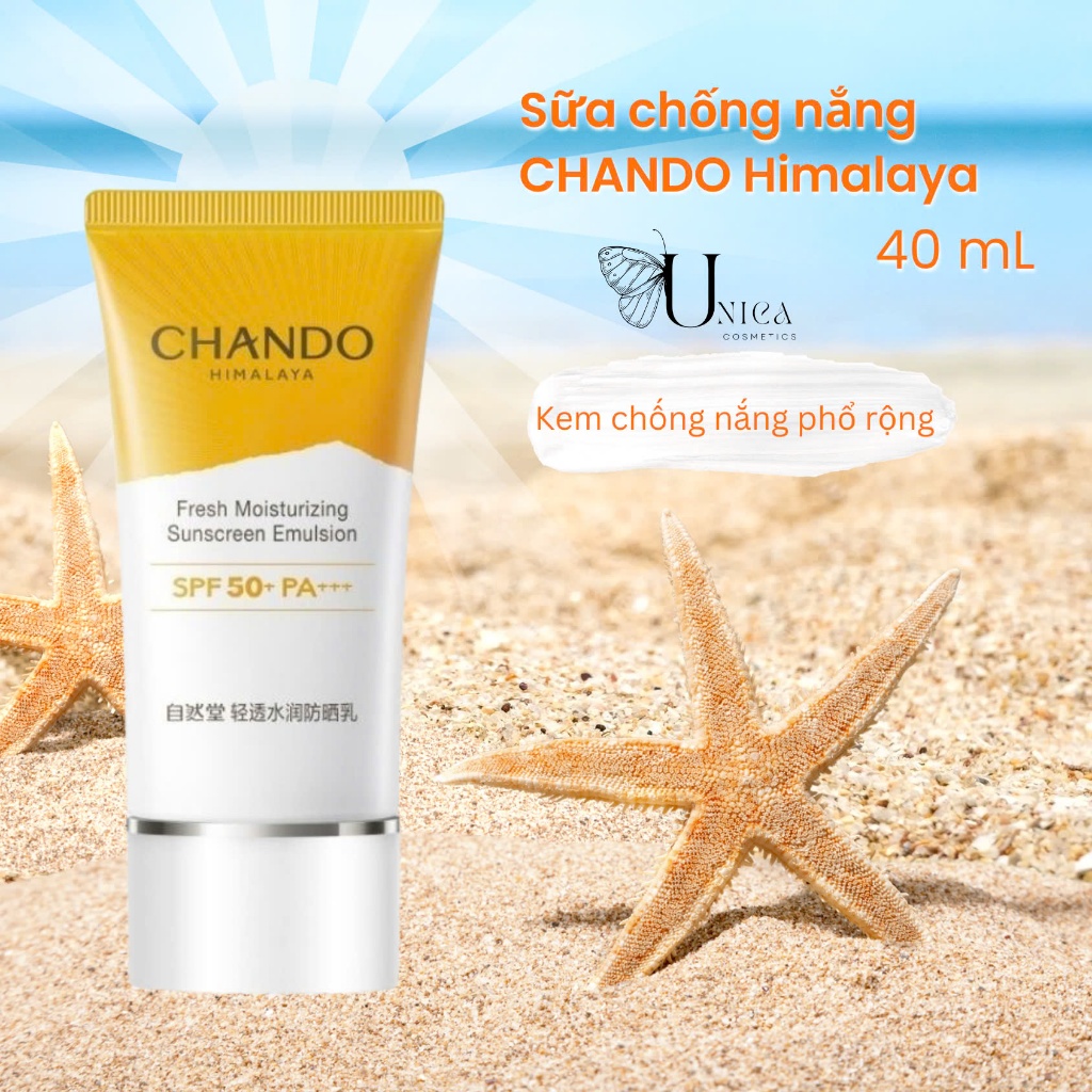 Sữa chống nắng CHANDO Himalaya hàng chính hãng, Kem chống nắng dưỡng trắng 40ml chứa Niacinamide