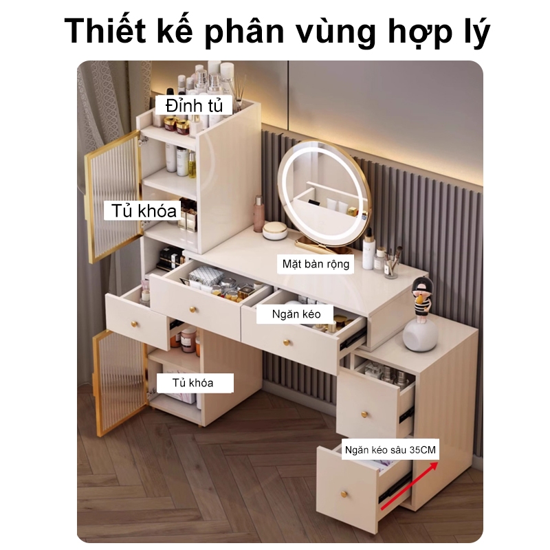 ✨️✨️Bàn Trang Điểm Thông Minh Cao Cấp,HEINO Bàn Phấn Ngồi Bệt Nhập Khẩu Có Ngăn Kéo Để Đồ | BigBuy360 - bigbuy360.vn