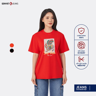2024 Áo Thun Cộc Tay Unisex Cotton Suông TCU24T8727