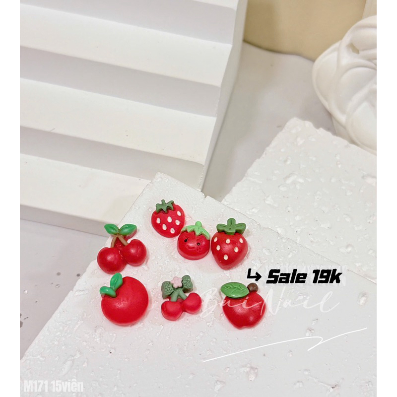 CHARM TRÁI CÂY DÂU CHERRY TÁO M171 SET 15 VIÊN