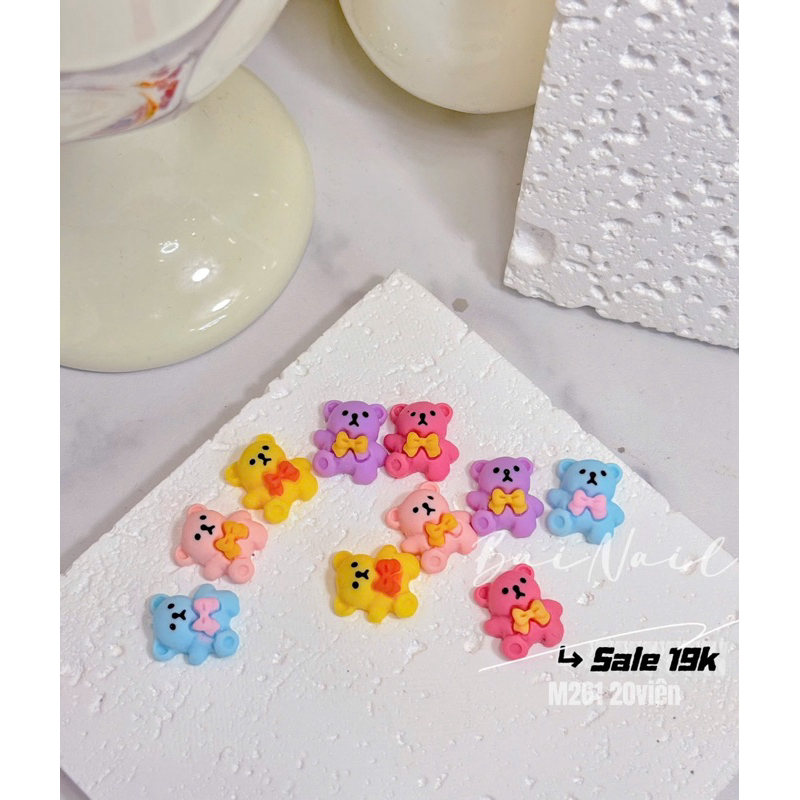 CHARM GẤU MIX MÀU  M261 set 20viên