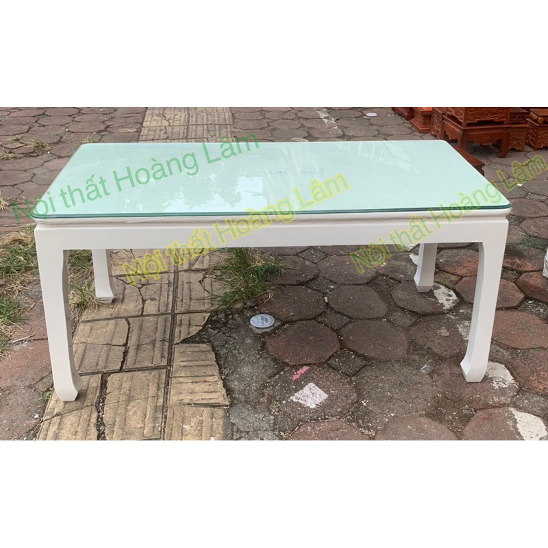 Bàn trà gỗ xoan rừng màu trắng cao 50cm đủ cỡ